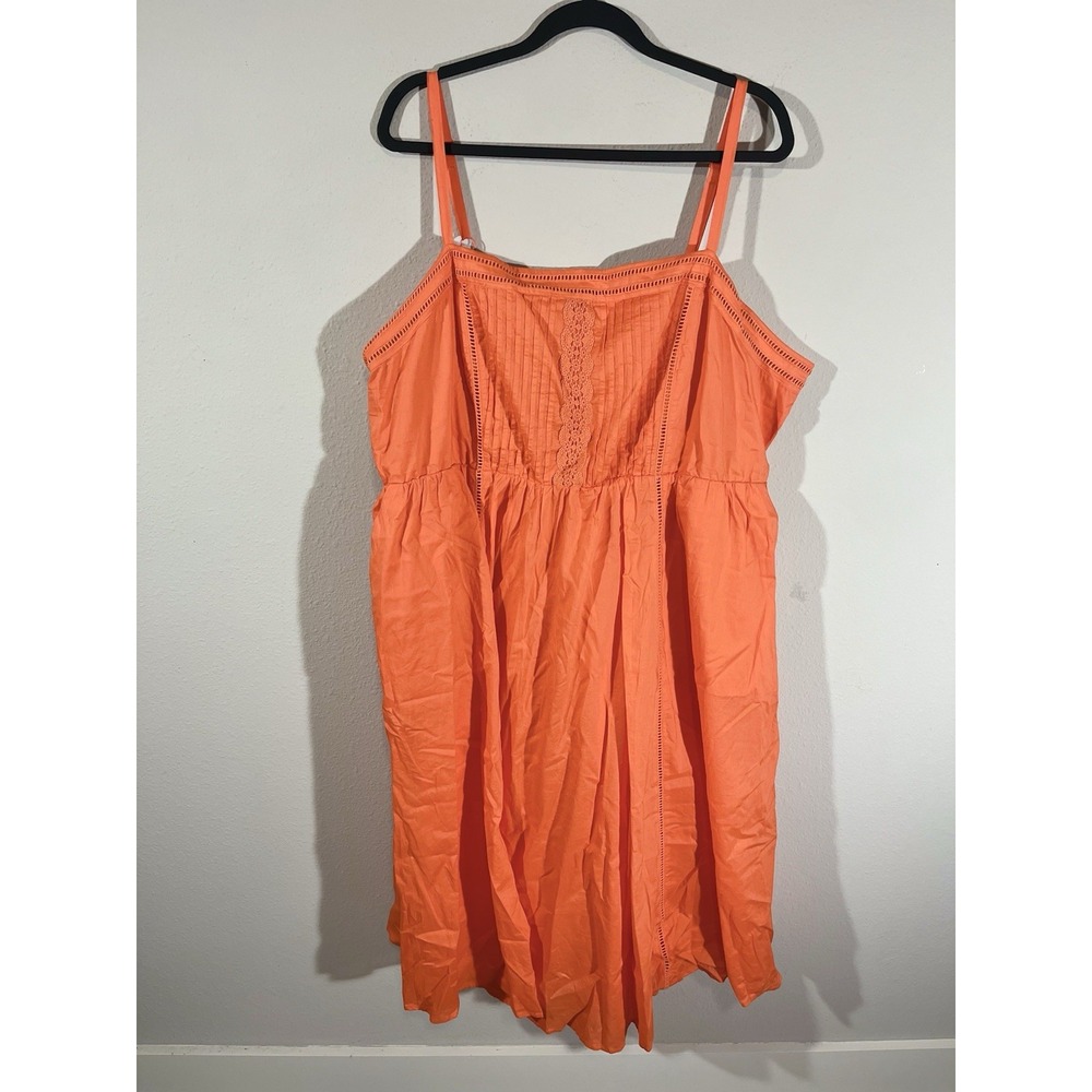 Torrid Orange Midi Dress Plus Size 3 22-24 Smocked Cotton Sleeveless Summer Sun